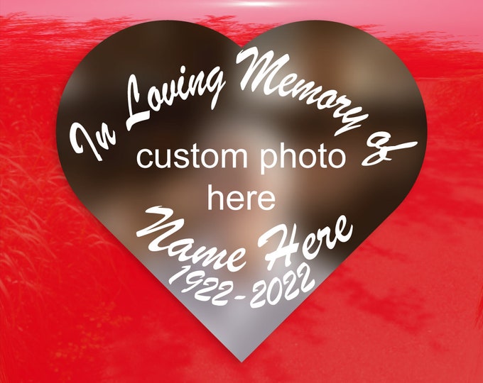 In Loving Memory of Photo Sticker Heart Shaped - Vibrant Color Vinyl Decal Sticker
