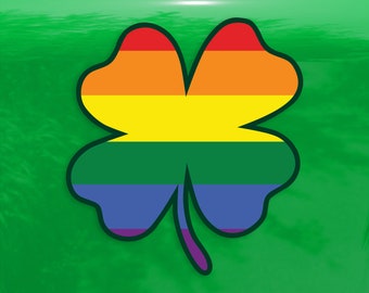 Four Leaf Clover Rainbow Gay Pride Flag LGBTQ - Vibrant Color Vinyl Decal Sticker
