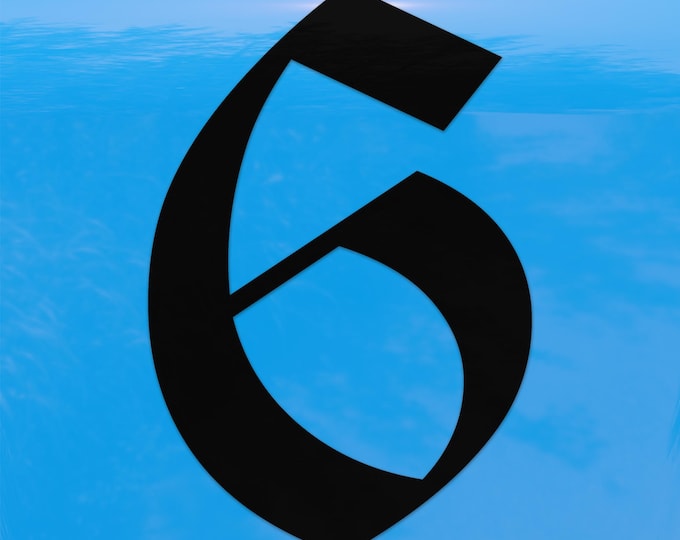 Old English Number 6 Sticker - Vinyl Decal for Indoor & Outdoor Use on Cars, ATV, Boats, Windows and More