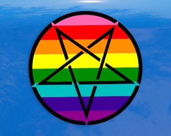Inverted Pentagram Classic Rainbow Pride Flag LGBTQ Flag - Vibrant Color Vinyl Decal Sticker