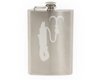 Stealth Grappling hook Ninja tool Assassin Crime Fighter- Etched 8 Oz Stainless Steel Flask