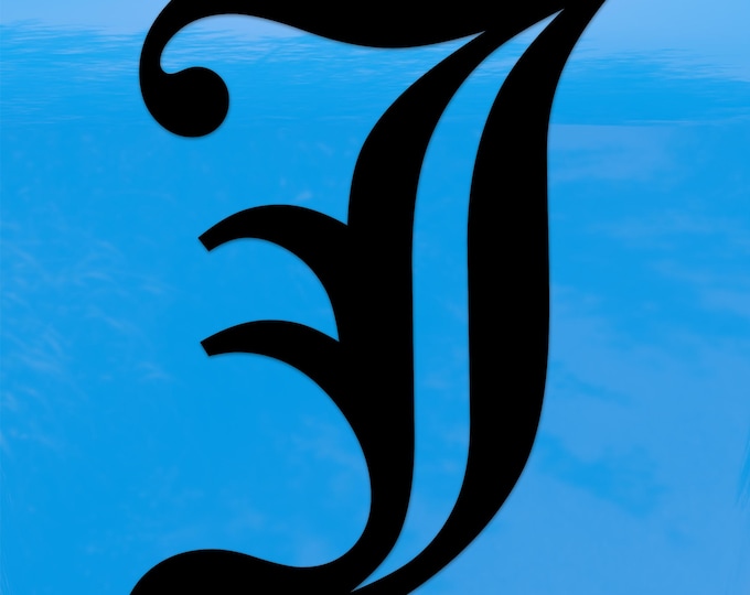 Old English Letter J Sticker - Vinyl Decal for Indoor & Outdoor Use on Cars, ATV, Boats, Windows and More