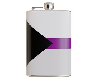 Demisexual Pride Flag Printed Vinyl Wrapped 8 Ounce Stainless Steel Flask
