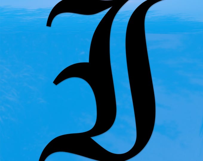 Old English Letter I Sticker - Vinyl Decal for Indoor & Outdoor Use on Cars, ATV, Boats, Windows and More