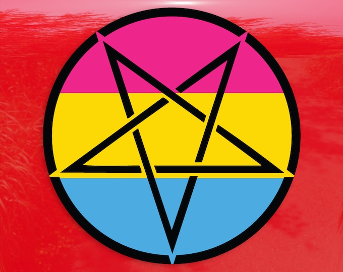 Inverted Pentagram Pansexual Pride Flag LGBTQ Flag - Vibrant Color Vinyl Decal Sticker