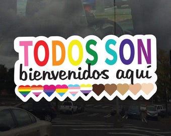 Idaho Teacher Todos Son Beinvenidos Aquí Window Cling - Vibrant Static Cling Window Cling Indoor and Outdoor!