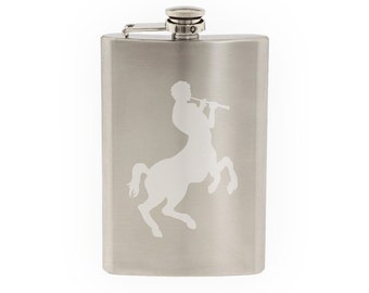 Greek Olympians - Centaur Chiron Teacher Medicine- Etched 8 Oz Stainless Steel Flask