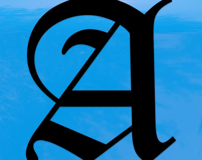 Old English Letter A Sticker - Vinyl Decal for Indoor & Outdoor Use on Cars, ATV, Boats, Windows and More