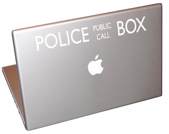 Police Public Call Box Telephone Booth - Macbook, Laptop and Car Decal Custom Colors and Sizes Available