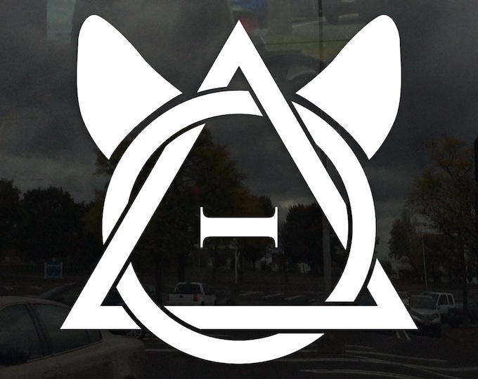 Therian Symbol Decal with Fox Ears – Spiritual Vinyl Sticker for Cars, Laptops, and More