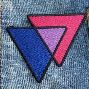 Bisexual Triangles Biangles Pink Lavender Blue - 4 inch Iron-on Embroidered Patch