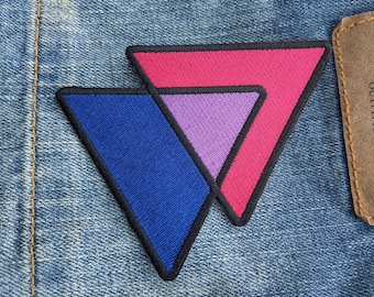 Bisexual Triangles Biangles Pink Lavender Blue - 4 inch Iron-on Embroidered Patch