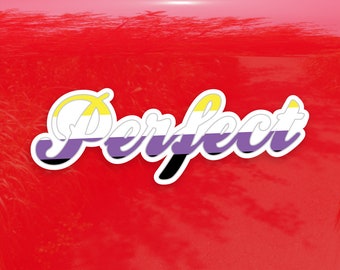 Perfect Calligraphy Non Binary Pride Flag - Vibrant Color Vinyl Decal Sticker