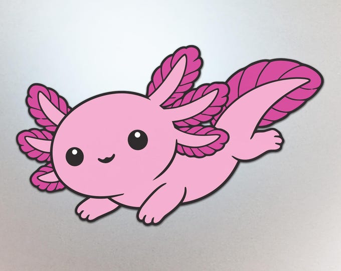 Pink Axolotl Sticker – Cute Swimming Axolotl Vinyl Decal for Cars, Laptops, and Windows (Side Swim Pose)