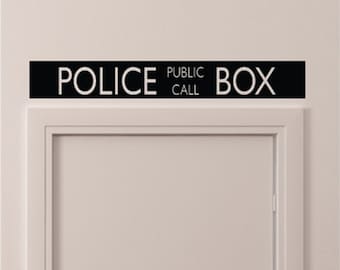 Police Public Call Box Telephone Bedroom Closet Door - Black Wall Vinyl Decorative Decal