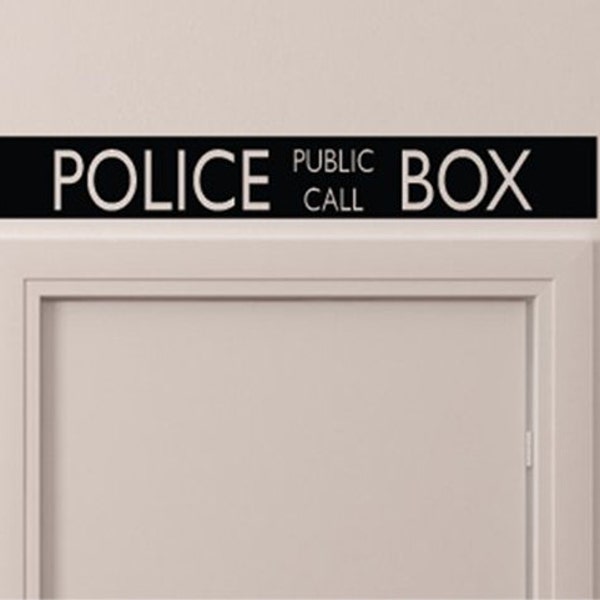 Police Public Call Box Téléphone Chambre Placard Porte - Mur Noir Vinyle Décoratif Autocollant