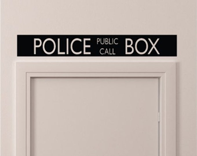 Police Public Call Box Telephone Bedroom Closet Door - Black Wall Vinyl Decorative Decal