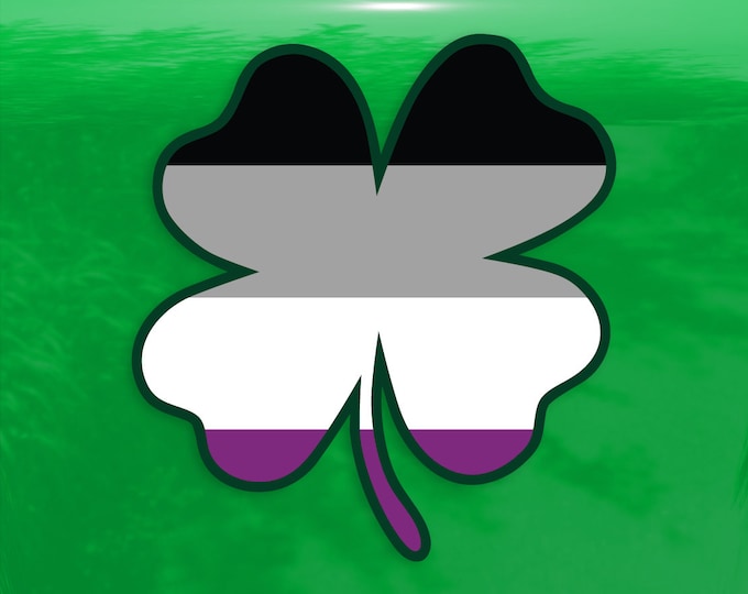 Four Leaf Clover Asexual Flag Ace Flag LGBTQ - Vibrant Color Vinyl Decal Sticker