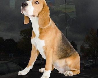 Beagle Puppy Dog Window Cling - Vibrant Static Cling for Glass Indoor and Outdoor!
