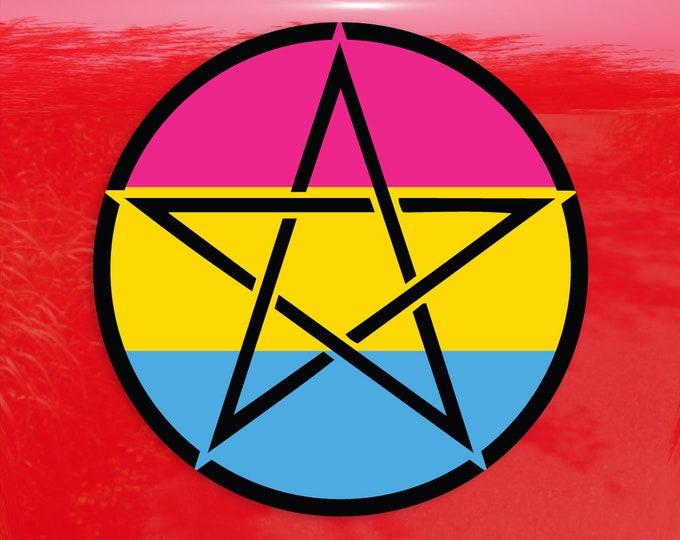 Upright Pentagram Pansexual Pride Flag LGBTQ Flag - Vibrant Color Vinyl Decal Sticker