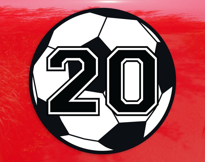 Custom Jersey Number Soccer Ball Team Logo - Vibrant Color Vinyl Decal Sticker