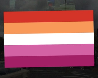 Lesbian Flag 5 Bars Color - LGBT Rights Support Pride Symbol - Vibrant Color Vinyl Decal Sticker