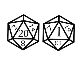 D20 Dice Art Set Natural 20 and Critical Failure 1 - Vinyl Decal Sticker