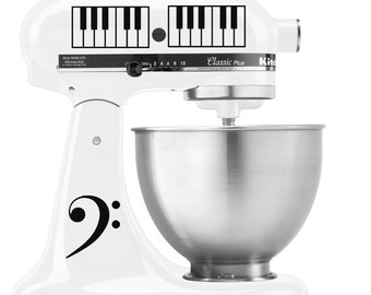 Bass Clef and Piano Keys - Vinyl Decal Set for Kitchen Mixers - Vinyl Decal Set for Kitchen Mixers