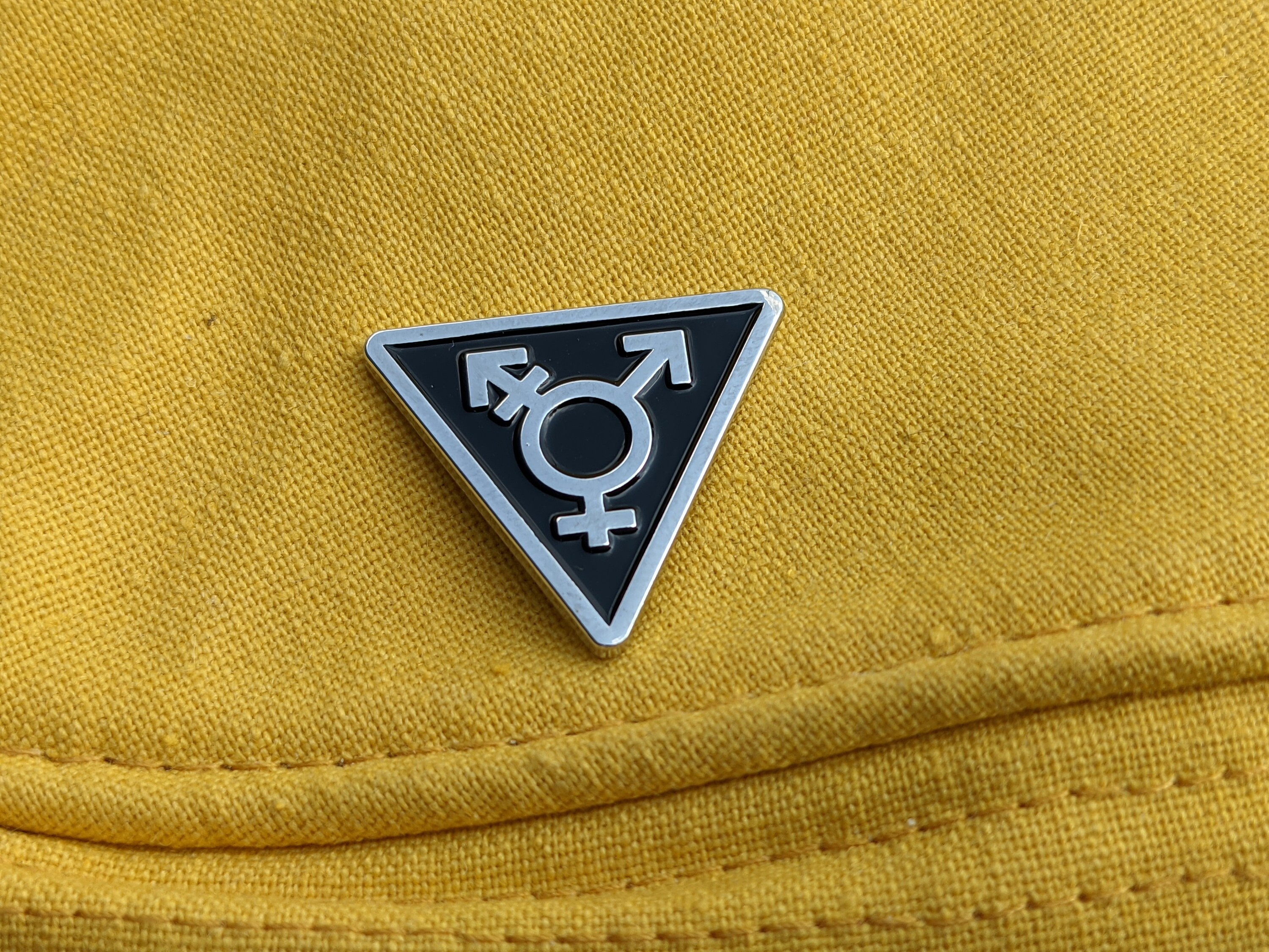 Transgender Symbol Triangle Badge Black And Silver 1 Inch Enamel Pin