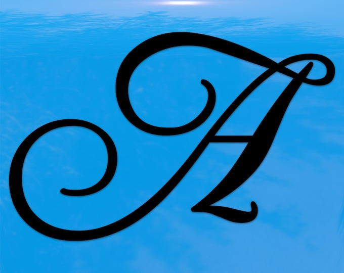 Script Letter A Initial Sticker – Elegant Cursive Monogram Vinyl Decal for Cars and Windows