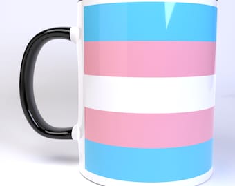Transgender Pride Flag - 11 Ounce Ceramic Coffee Mug Teacup Black or White Handle