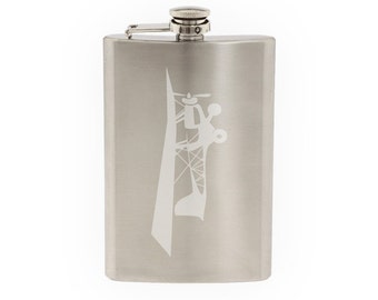 Flight Evolution- Wright Brothers 19th Century Plane - Etched 8 Oz Stainless Steel Flask