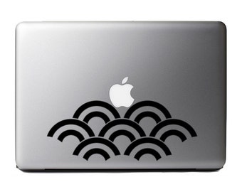 Asia#2-Japanese-Wave Pattern-Macbook and Ipad Decal Custom Colors and Sizes Available