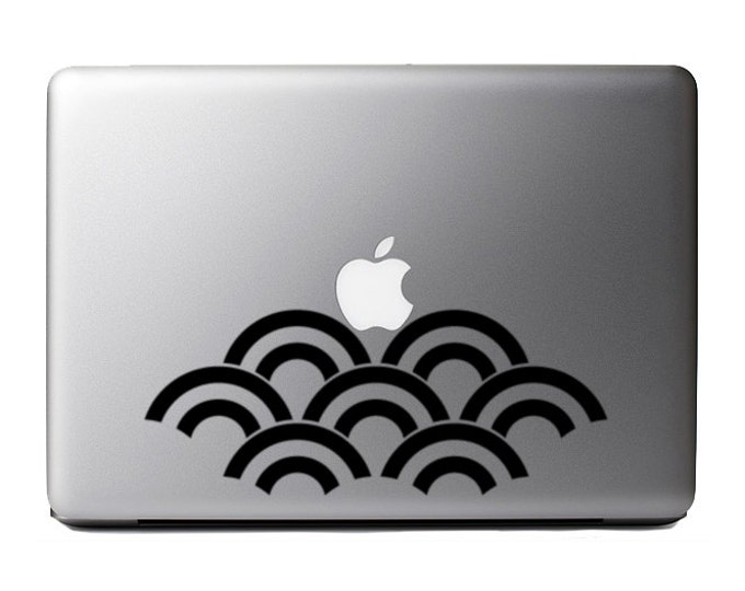 Asia#2-Japanese-Wave Pattern-Macbook and Ipad Decal Custom Colors and Sizes Available