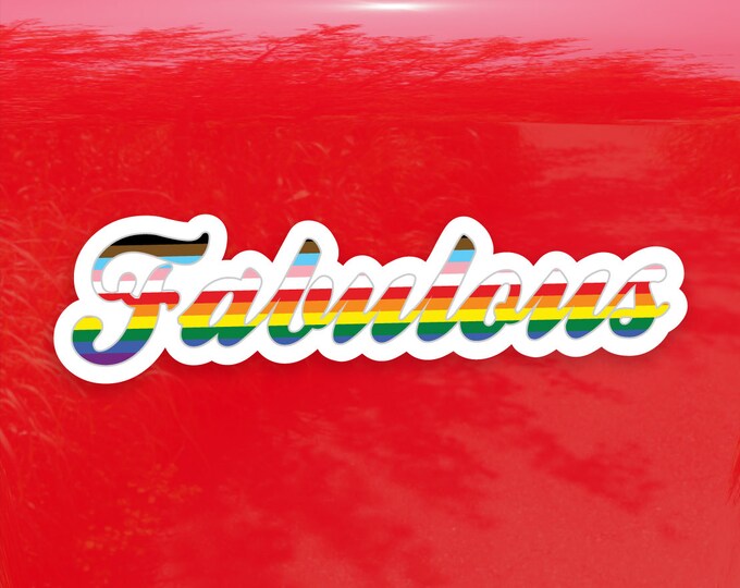 Fabulous Calligraphy 11 Stripe Inclusive Rainbow Pride Flag LGBTQ POC Transgender Flag - Vibrant Color Vinyl Decal Sticker