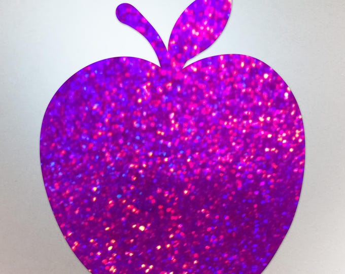 Purple Sparkle Glitter Apple Shaped Decal – Vinyl Sticker Compatible with MacBook Neo - Compatible with All Models