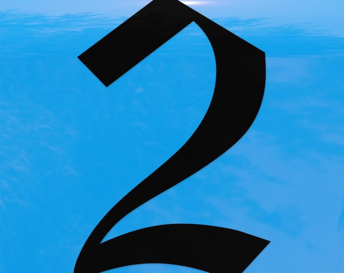 Old English Number 2 Sticker - Vinyl Decal for Indoor & Outdoor Use on Cars, ATV, Boats, Windows and More