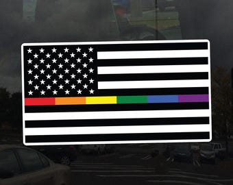 The Thin Gay Line American Flag Cling - Vibrant Static Cling Window Cling Indoor and Outdoor!