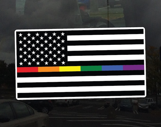 The Thin Gay Line American Flag Cling - Vibrant Static Cling Window Cling Indoor and Outdoor!