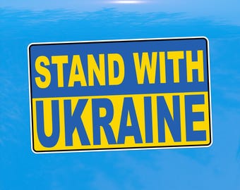 Stand with Ukraine Flag Decal - Ukraine Support - Vinyl Sticker for Cars, Laptops, and Water Bottles