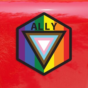 Ally Hexagon Safe Space Fortschritt Pride Flagge LGBTQ POC Transgender Flagge - Lebendige Farbe Vinyl Aufkleber Aufkleber