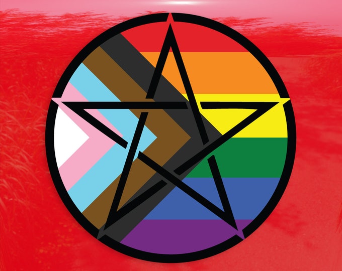 Upright Pentagram Progress Pride Flag POC Trans LGBTQ Flag - Vibrant Color Vinyl Decal Sticker