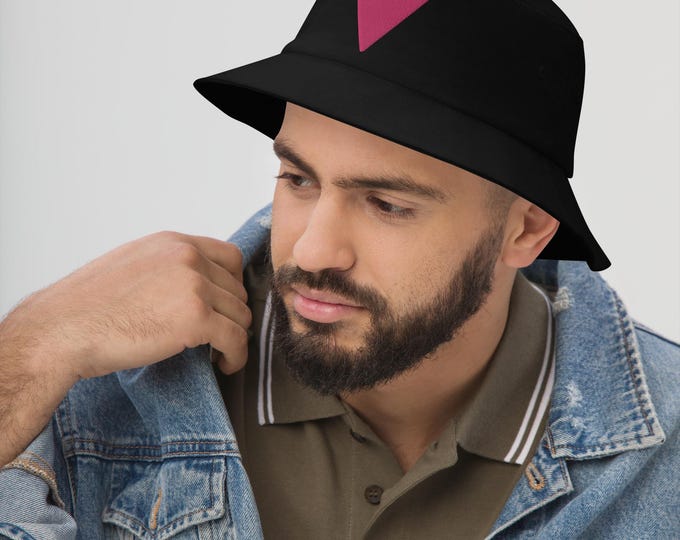 Pink Triangle - Gay and Lesbian LGBTQ Support Pride Symbol - Bucket Hat