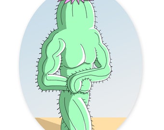 Flexing Cactus Body Builder - Vibrant Color Vinyl Decal