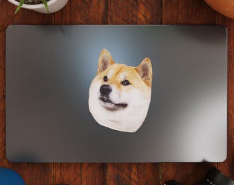 Shiba Inu Dog Doge Face Vinyl Decal Sticker – Fun and Cute Car, Laptop, and Window Decor – Durable, Weatherproof, Easy to Apply