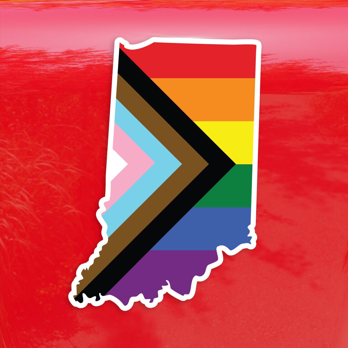 Indiana State Shape Progress Pride Flag LGBTQ POC Transgender