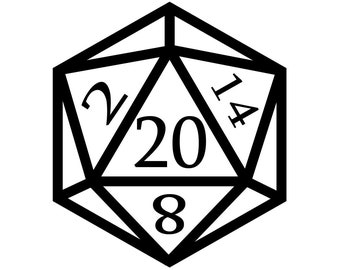 D20 Dice Art Natural 20 Nat 20 Tabletop RPG Die - Vinyl Decal Sticker