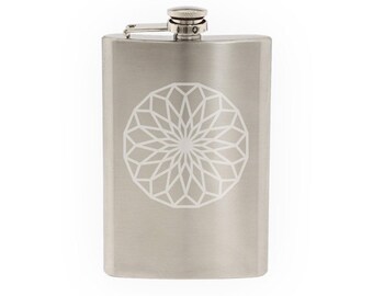 Diamond Design #6 - Jewellery Decoration Mineral Fractal - Etched 8 Oz Stainless Steel Flask