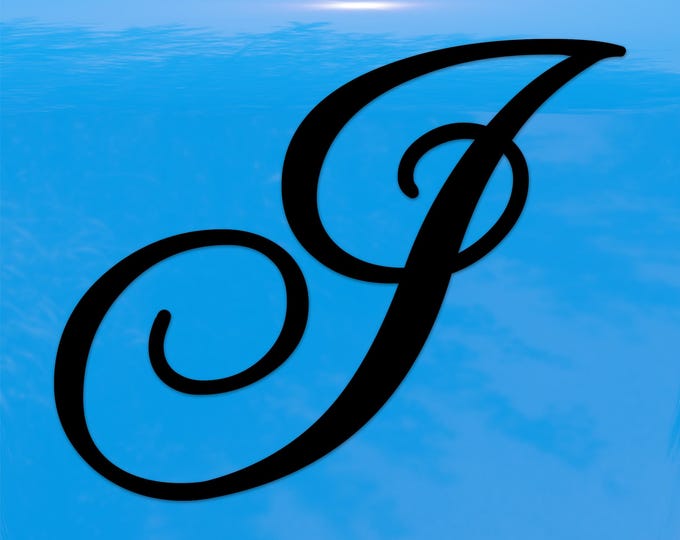 Script Letter I Initial Sticker – Elegant Cursive Monogram Vinyl Decal for Cars and Windows