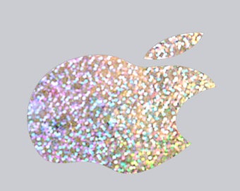 Silver Glitter Sparkle Apple Color Changer Decal - Opaque Vinyl Decal Sticker for iPad